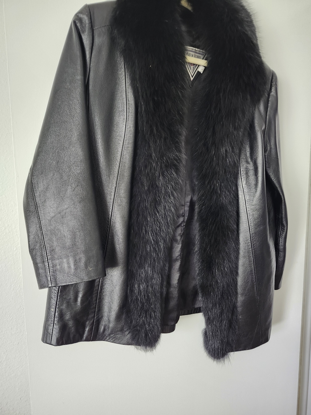 Marvin Richards Black Leather Jacket with Black Fur Trim